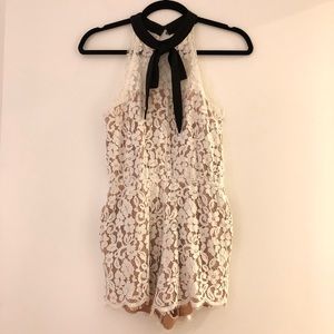 Endless Rose white lace black ribbon romper
